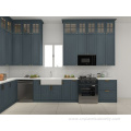 American Standard Blue Solid Wood Shaker Kitchen Cabinet